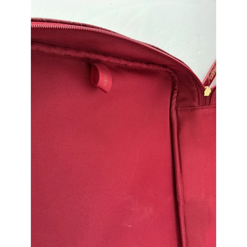 Estee Lauder Red Quilted Cosmetic Train Case Makeup‎ Bag Zip Travel